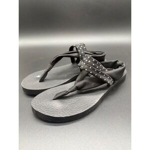 Skechers Yoga Foam Flip Flops Womens size 10 Sandals Black Polka Dot Casual